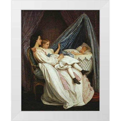 The New Arrival White Modern Wood Framed Art Print by Toulmouche, Auguste