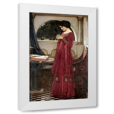 The Crystal Ball White Modern Wood Framed Art Print by Waterhouse, John William