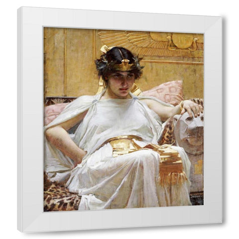 Cleopatra White Modern Wood Framed Art Print by Waterhouse, John William