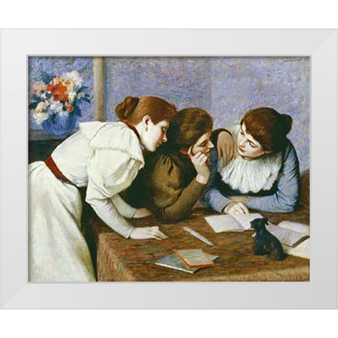 La Lecture White Modern Wood Framed Art Print by Zandomeneghi, Federico