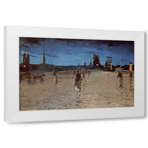 Le Pont De Pierre, Rouen White Modern Wood Framed Art Print by Angrand, Charles