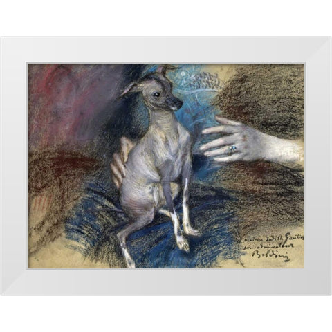 Elegante Au Chien White Modern Wood Framed Art Print by Boldini, Giovanni