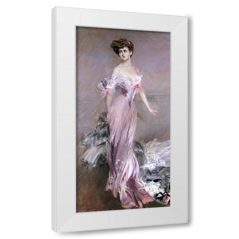 Portrait of Mrs. Howard-Johnston White Modern Wood Framed Art Print by Boldini, Giovanni