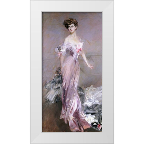 Portrait of Mrs. Howard-Johnston White Modern Wood Framed Art Print by Boldini, Giovanni
