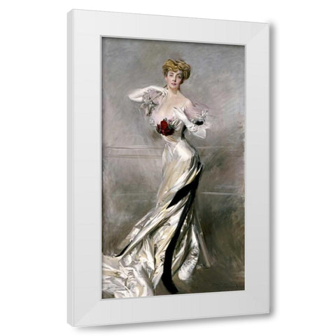 Portrait of The Countess Zichy White Modern Wood Framed Art Print by Boldini, Giovanni