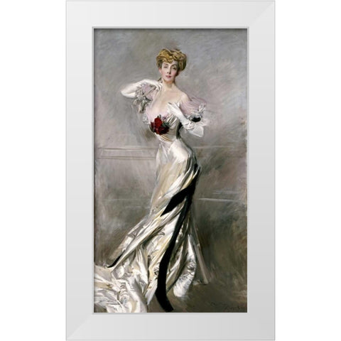 Portrait of The Countess Zichy White Modern Wood Framed Art Print by Boldini, Giovanni