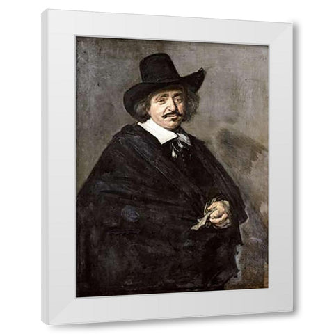 Portrait of a Gentleman White Modern Wood Framed Art Print by Hals, Frans