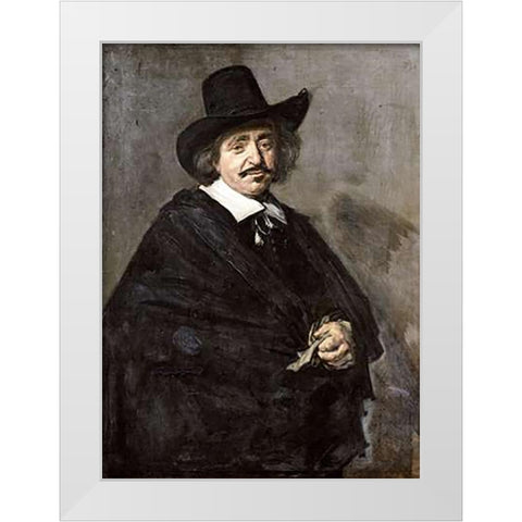 Portrait of a Gentleman White Modern Wood Framed Art Print by Hals, Frans