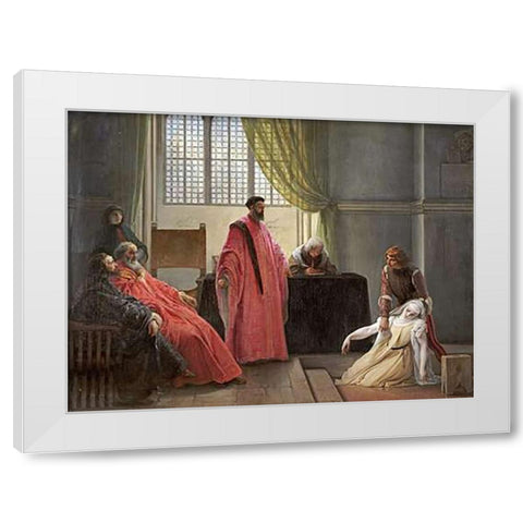 Valenza Gradenigo Before The Inquisition White Modern Wood Framed Art Print by Hayez, Francesco