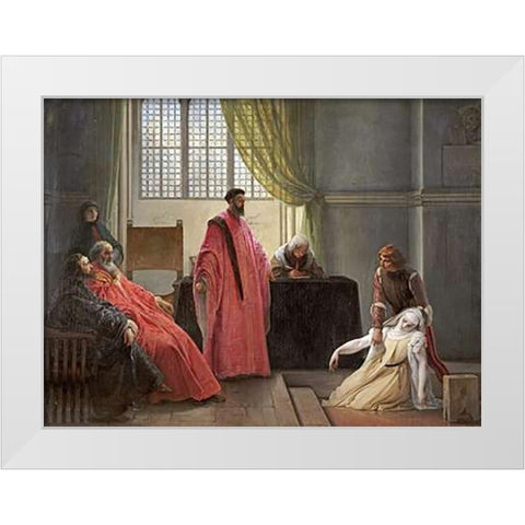 Valenza Gradenigo Before The Inquisition White Modern Wood Framed Art Print by Hayez, Francesco