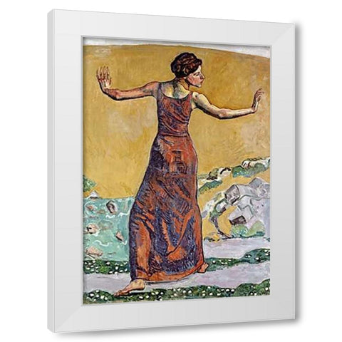 Joyous Woman White Modern Wood Framed Art Print by Hodler, Ferdinand