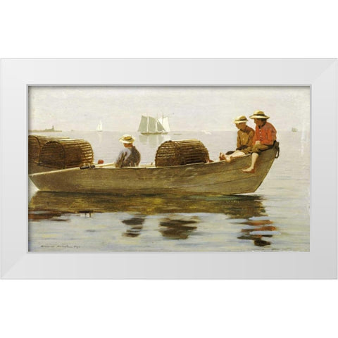 Three Boys In a Dory White Modern Wood Framed Art Print by Homer, Winslow