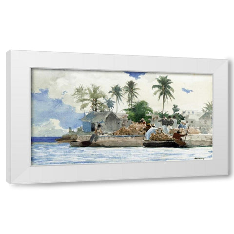 Sponge Fishermen, Bahamas White Modern Wood Framed Art Print by Homer, Winslow