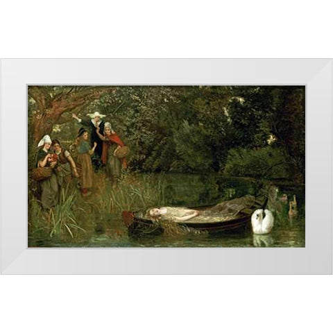 The Lady of Shalott White Modern Wood Framed Art Print by Hughes, Arthur