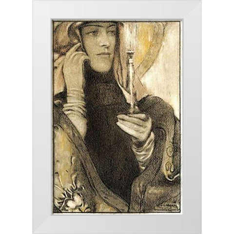 Incense White Modern Wood Framed Art Print by Khnopff, Fernand