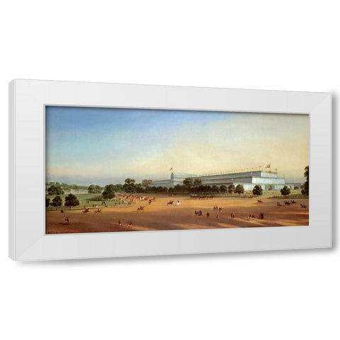 Crystal Palace During The Great Exhibition of 1851 White Modern Wood Framed Art Print by Le Bihan, P.