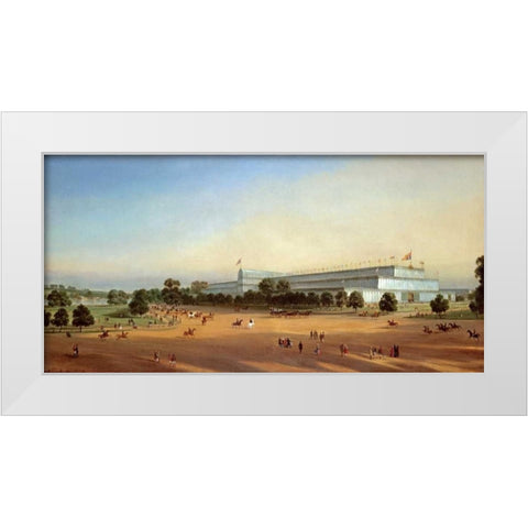 Crystal Palace During The Great Exhibition of 1851 White Modern Wood Framed Art Print by Le Bihan, P.