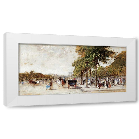 Les Champs Elysees, Paris White Modern Wood Framed Art Print by Loir, Luigi