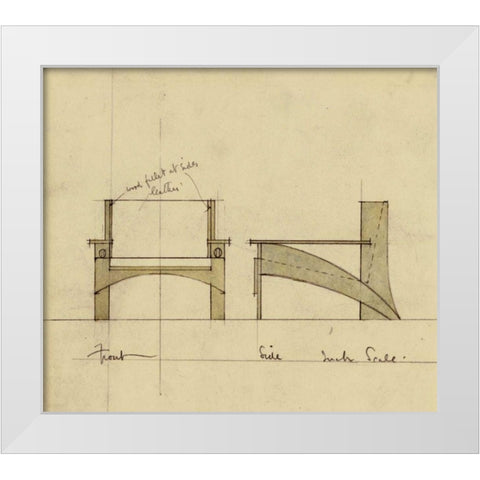 Design For Armchair In Oak White Modern Wood Framed Art Print by Mackintosh, Charles Rennie