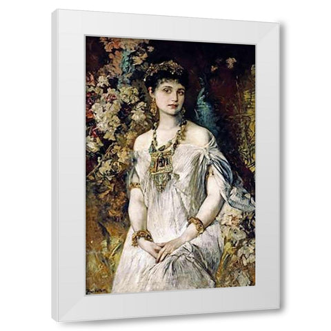 Woman In In Egyptian Costume White Modern Wood Framed Art Print by Makart, Hans