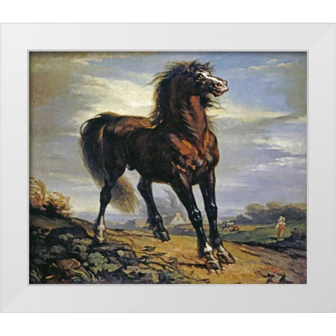 The Horse White Modern Wood Framed Art Print by Millet, Jean-Francois