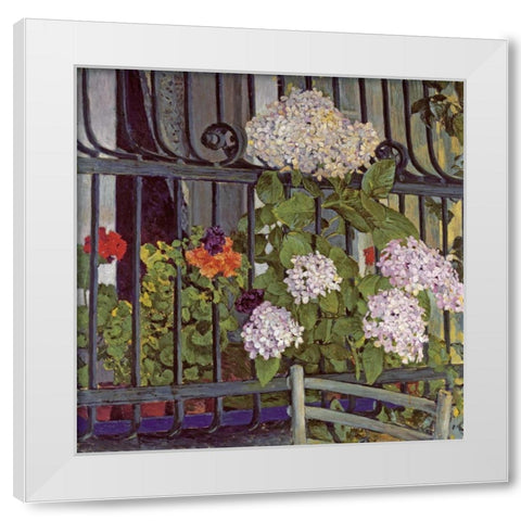 Geranium White Modern Wood Framed Art Print by Moser, Koloman