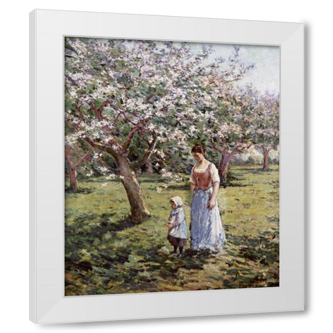 Promenade Among The Blossoms White Modern Wood Framed Art Print by Robinson, Theodore