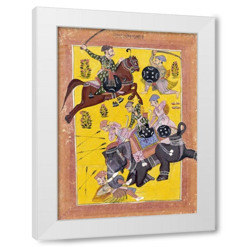 Sindhu Ragini on Horseback White Modern Wood Framed Art Print by Sirohi