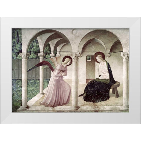 Annunciation White Modern Wood Framed Art Print by Angelico, Fra