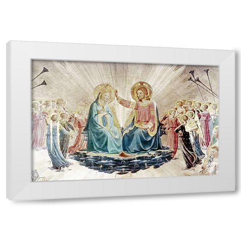 Coronation of The Virgin - Detail White Modern Wood Framed Art Print by Angelico, Fra