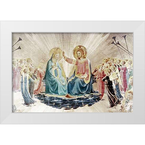 Coronation of The Virgin - Detail White Modern Wood Framed Art Print by Angelico, Fra