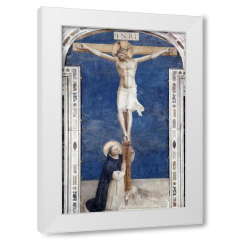 Crucifixcion With Saint Dominick White Modern Wood Framed Art Print by Angelico, Fra
