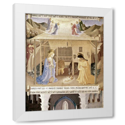 Nativity White Modern Wood Framed Art Print by Angelico, Fra