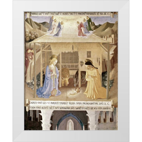 Nativity White Modern Wood Framed Art Print by Angelico, Fra