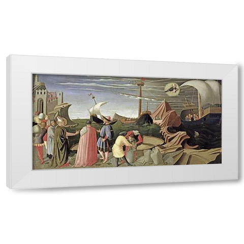 Predella Triptych Story of Saint Luke White Modern Wood Framed Art Print by Angelico, Fra