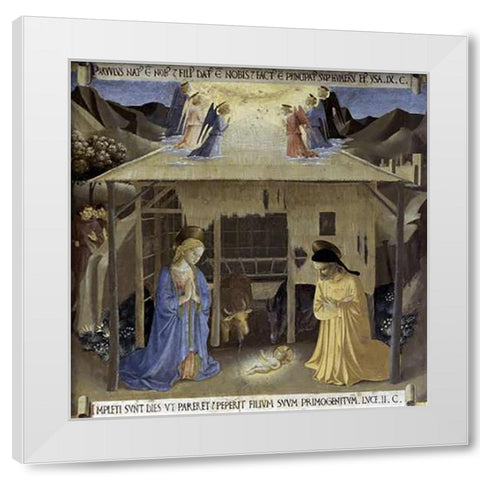 Story of The Life of Museumist Nativity White Modern Wood Framed Art Print by Angelico, Fra