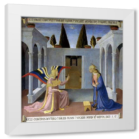 Story of The Life of Museumist The Annunciation White Modern Wood Framed Art Print by Angelico, Fra
