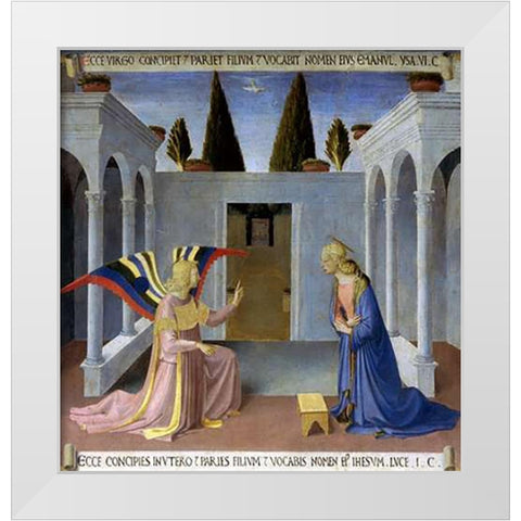 Story of The Life of Museumist The Annunciation White Modern Wood Framed Art Print by Angelico, Fra