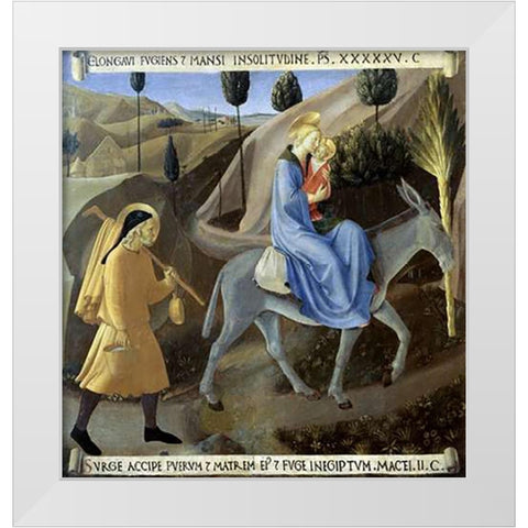 Story of The Life of Museumist The Flight To Egypt White Modern Wood Framed Art Print by Angelico, Fra