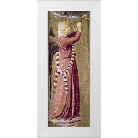 Two Angels - (Detail #2) White Modern Wood Framed Art Print by Angelico, Fra