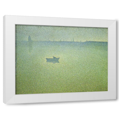 Seine at Dawn White Modern Wood Framed Art Print by Angrand, Charles