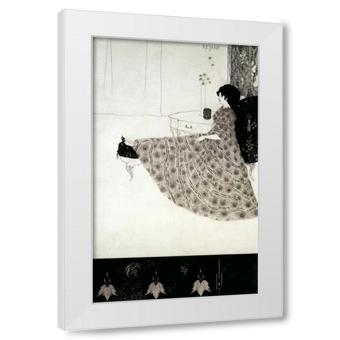 Seated Woman White Modern Wood Framed Art Print by Beardsley, Aubrey