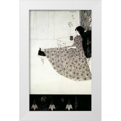 Seated Woman White Modern Wood Framed Art Print by Beardsley, Aubrey