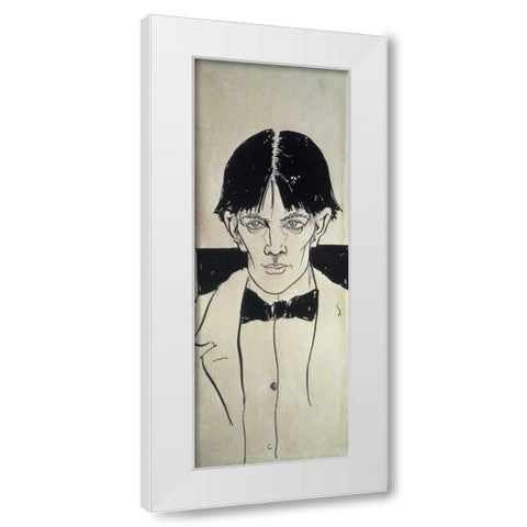 Self Portrait White Modern Wood Framed Art Print by Beardsley, Aubrey
