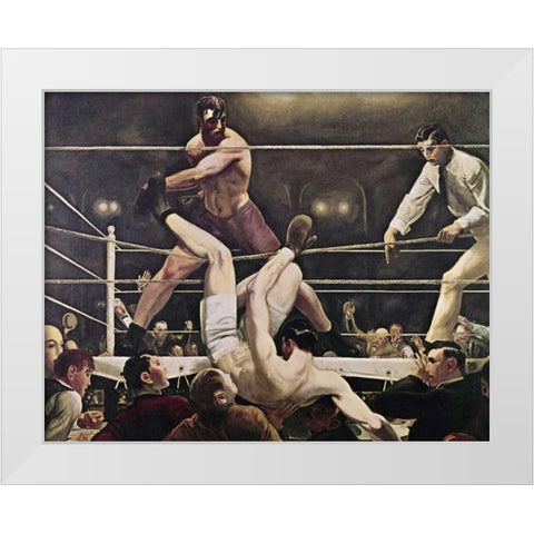 Dempsey and Firpo White Modern Wood Framed Art Print by Bellows, George