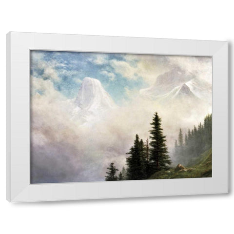 High in the Mountains White Modern Wood Framed Art Print by Bierstadt, Albert