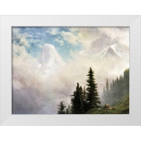 High in the Mountains White Modern Wood Framed Art Print by Bierstadt, Albert