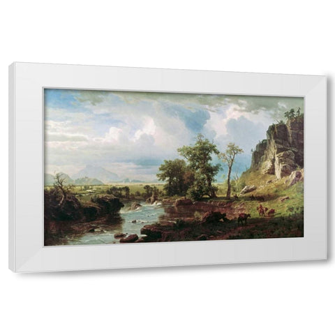 Platte River White Modern Wood Framed Art Print by Bierstadt, Albert