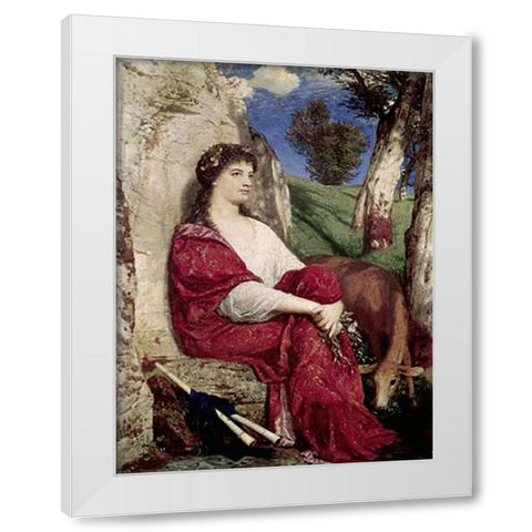 Euterpe; Muse of Music and Lyric Poetry White Modern Wood Framed Art Print by Bocklin, Arnold