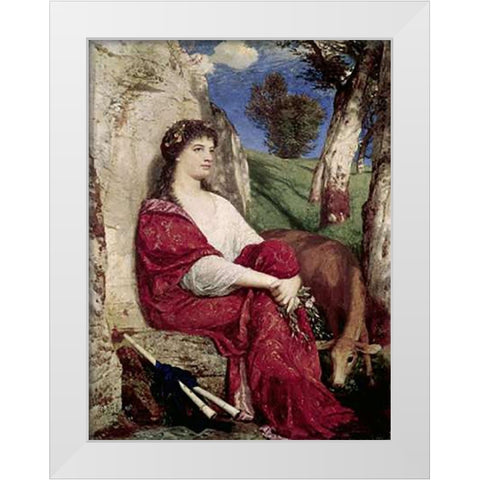 Euterpe; Muse of Music and Lyric Poetry White Modern Wood Framed Art Print by Bocklin, Arnold